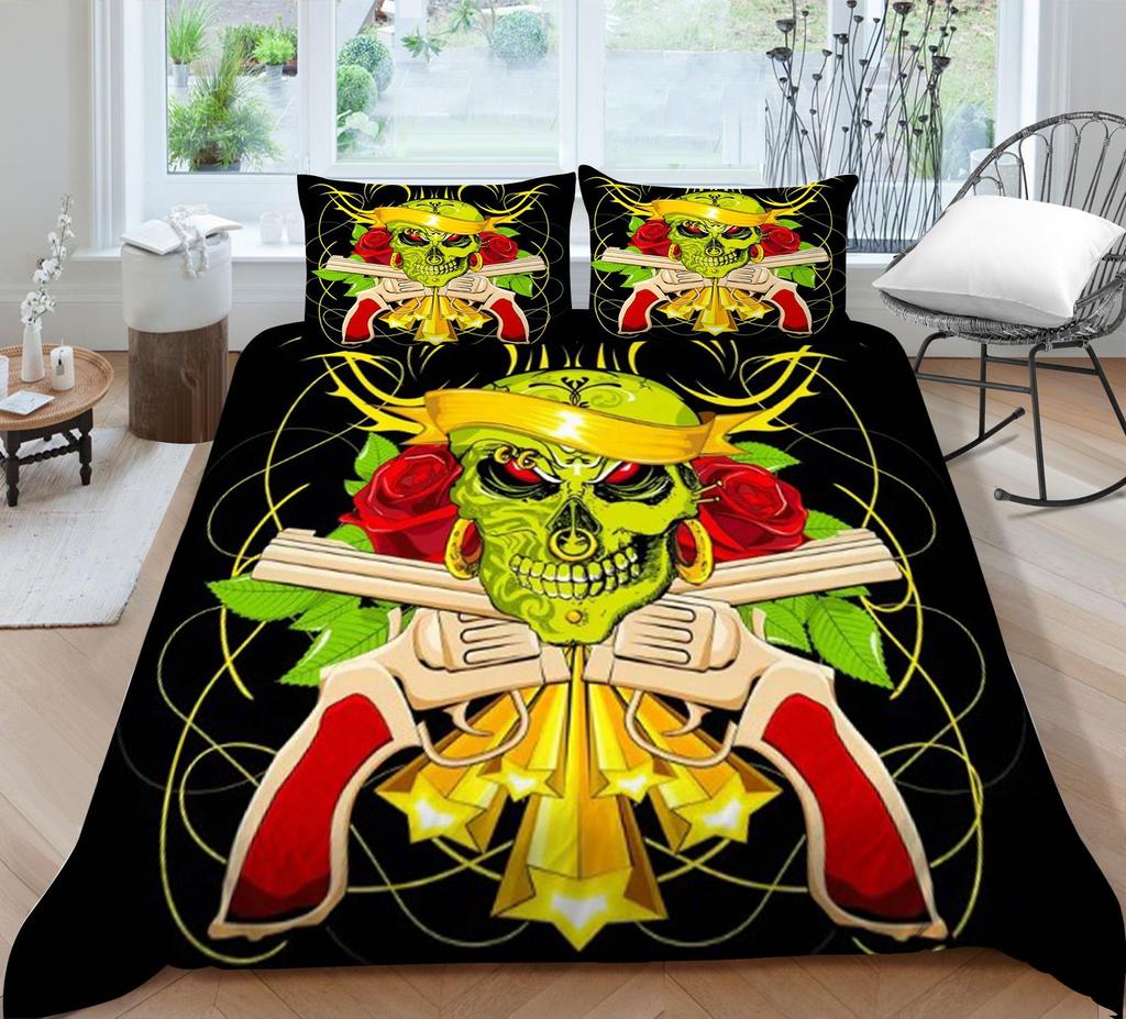 3D Duvet Cover Skeleton Home Bedding Set Microfiber Polyester Children Teen King Double Size Cool Quilt Cover