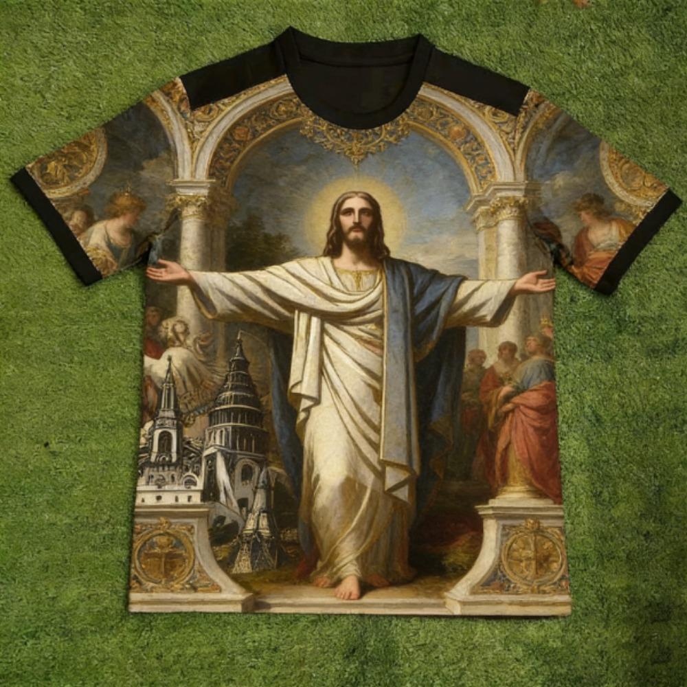 

Fashion JESUS European Style Printed Men s T-shirt Summer Casual Outdoor Men s Short Sleeved Tees Top Pullover Women s Clothing XXS