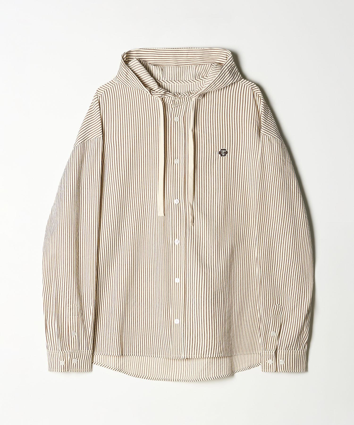 Trade Club Tc Logo Hoodie Striped Oversized Shirt Brown Brown/L