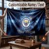 Custom Name Flannel Throw Blanket Manchester City Pattern Warm Home Decoration