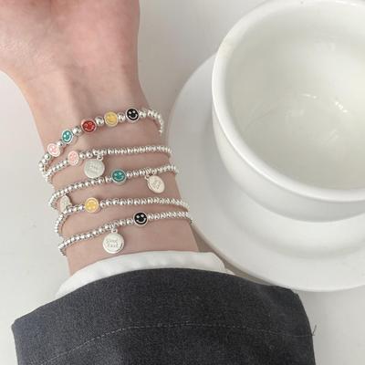 S925 Silver Colorful Smiley Bead Bracelet for Women - Trendy, Stylish, and Versatile