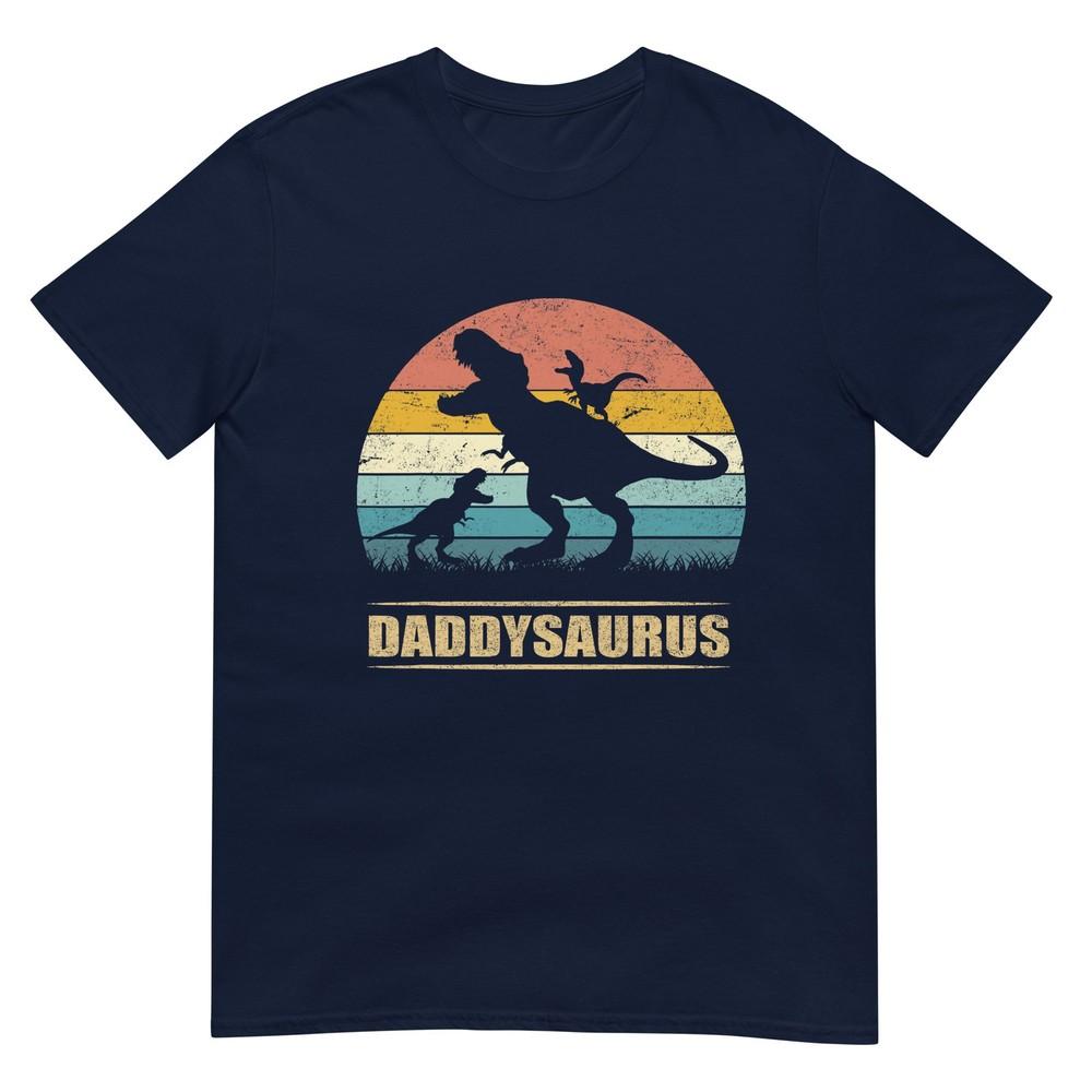 Daddy Dinosaur Daddysaurus 2 Two Kids Funny Fathers Day Dad TShirt S