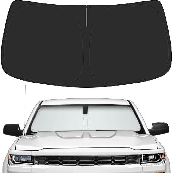 Car Windshield Sun Shade For Chevy 2014-2018 Silverado 1500 & For GMC 2014-2018 Sierra 1500 Accessories (OEM Design) Reflective Foldable Heat Ulation for 2014-2018 Silverado &