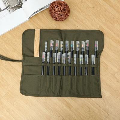 Pen Roll Durable Canvas Brush Bag Artist Draw Pen Watercolor Wrap Oil Paint Brush Cases Holder Portable Storage Box Stationery