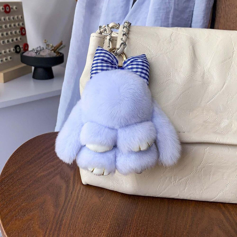 

Fluffy Cute Bunny Key Ring Bowknot Plush Rabbit Pendant Kawaii Rabbit Fur Keychain Car Key Chain