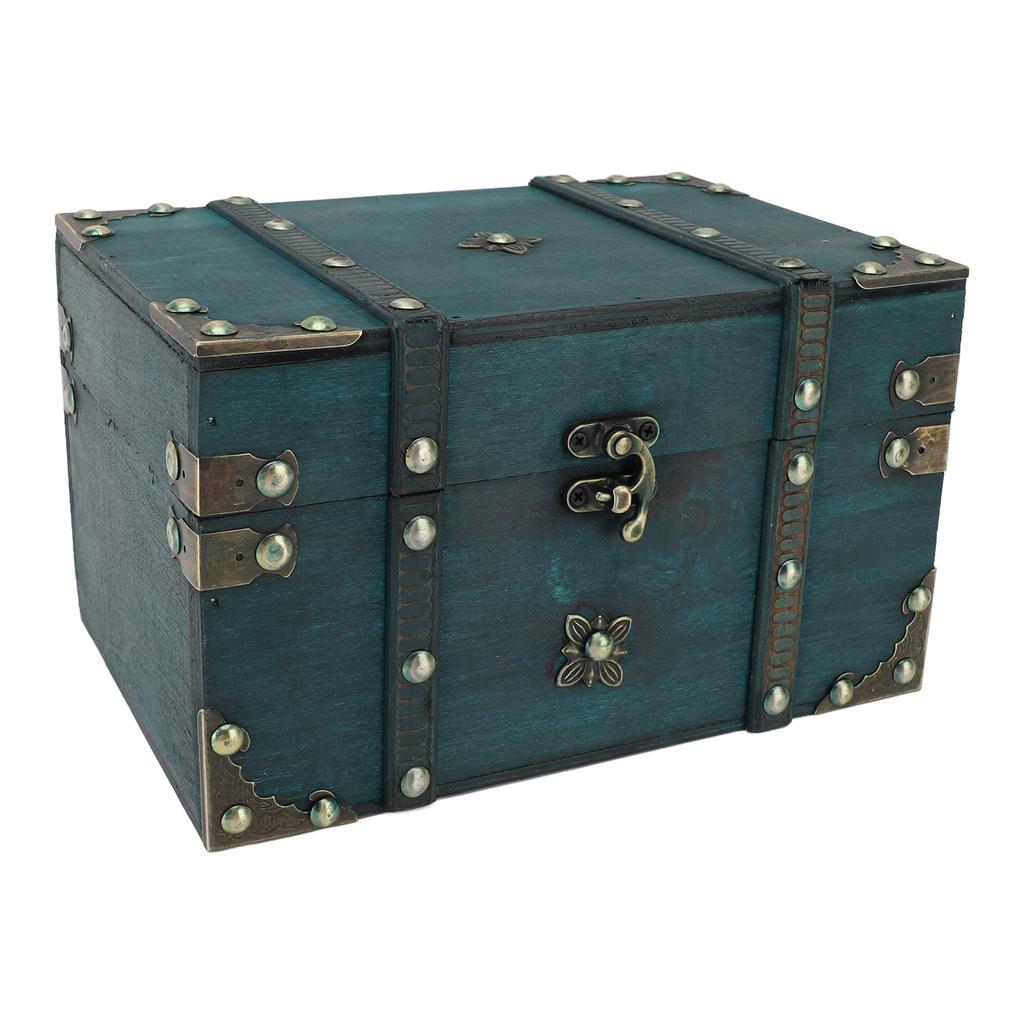 Vintage Treasure Chest Box Wooden Retro Jewelry Storage Box Decorative Treasure Chest for Home