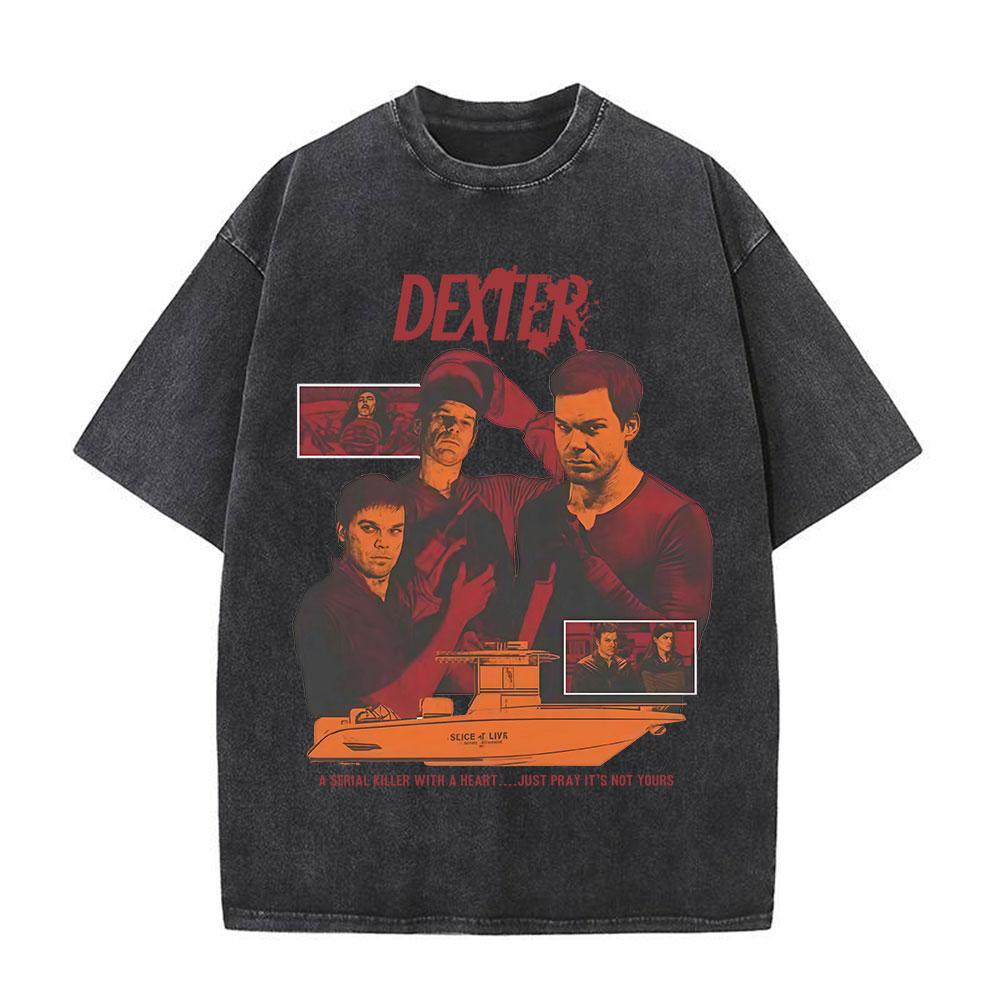 Tv Play Washed Vintage Dexter Morgan Graphic Tshirts Mens Women Clothing Casual Short Sleeve T Shirts Fashion Gothic Tshirt
