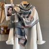Autumn new splicing contrasting color jacquard scarf imitation cashmere warm neck protection scarf with fashionable big shawl