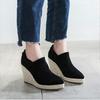  Women High Heels Espadrilles Shoes Causal Suede Pumps Wedges Platform Pointed Toe Sip On Zip Skid Resistance Comfort