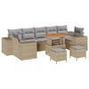 VidaXL Ensemble de Canapés de Jardin 10 Pièces avec Coussins Beige Rotin Poly Acacia 3361992