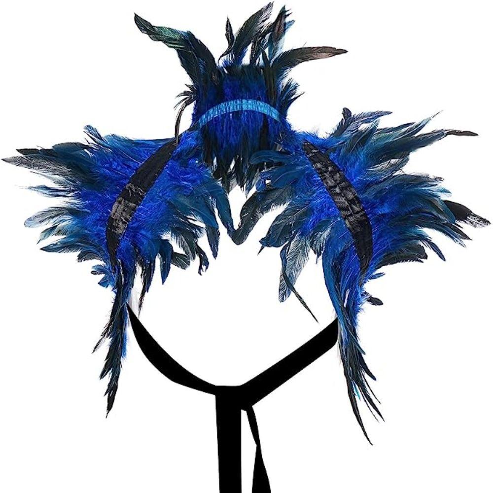 Costume Soirée Thème Cape De Plume Gothique Noir - Col Châle Et épaulettes - Pour Halloween, Soirées Thème, Carnaval Cape Plume Gothique