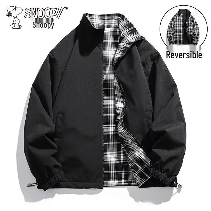 Snoopy Men s Reversible Stand Collar Casual Jacket 2XL