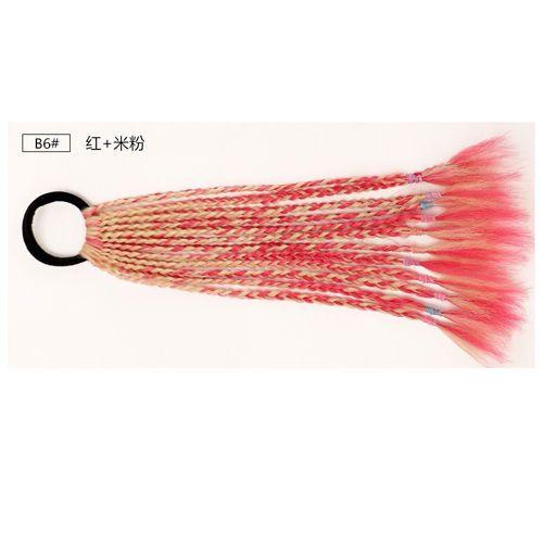Children's Wig Dreadlocks Hair Accessories Bow Tie Style Colorful Braided Hair Ties Girls' Short Stage Cute Ombre Ponytail