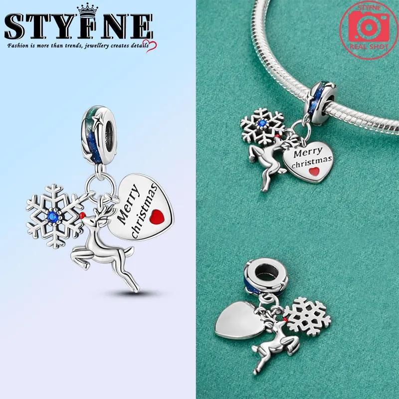 Exquisite Fashion Copper Color Santa Claus Christmas Tree Elk Deer Charms Beads Fit Original Bracelets Diy Christmas Jewelry