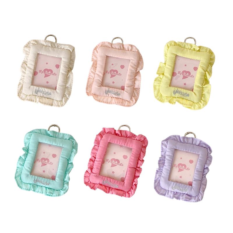 1PC Card Holder Sweet Pillow Shaped Korean Girl Photo Card Case Cute Photocard Holder Keychain Holder Photocard Ins Style 6 Colors