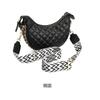 IELGY Ladies Wide Shoulder Strap Messenger Bag Diamond Embroidered Chain Shoulder Dumpling Bag