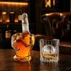 Rankų darbo stiklinis grafinas namams 3D vidurinio piršto viskio grafinas, 1000 ml bešvinis spiritinių gėrimų butelis su unikalia forma, sandarus kamštis, meniškas