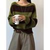 Youge Autumn Korean Striped Loose Sweater - Round Neck Pullover