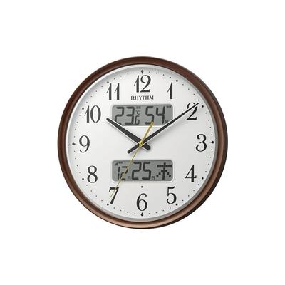 שעון קיר שעון רדיו מחוג שניות רציף אנלוגי טמפרטורה לחות לוח שנה תאורה אוטומטית חום בהיר התאמה גל M04 8FYA04SR06 34x5.3 ס"מ
