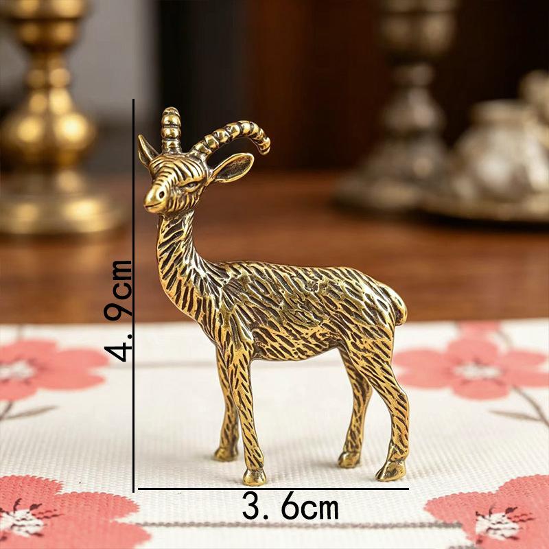 Brass Goat Small Ornament Antique Copper Zodiac Animal Sheep Miniature Figurines Home Decoration Accessories Desktop Decor