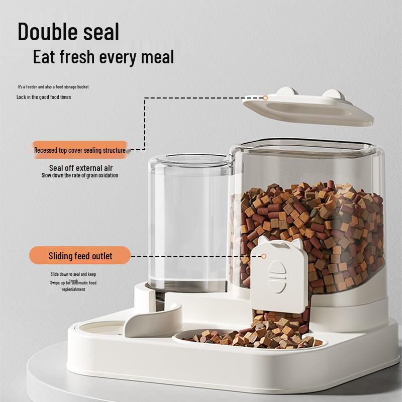 Transparent Dual Cat and Dog Water Dispenser & Feeder