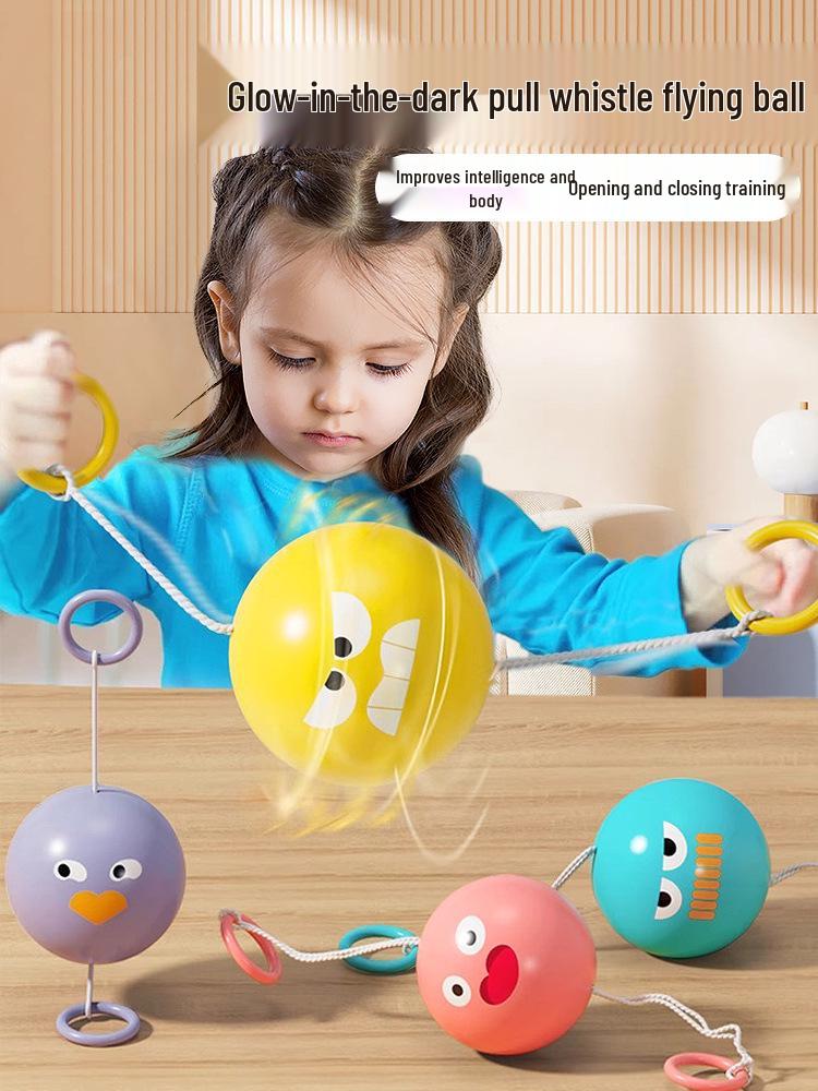 Luminous Rotating Whistle Ball - Creative Pull String Toy for Kids
