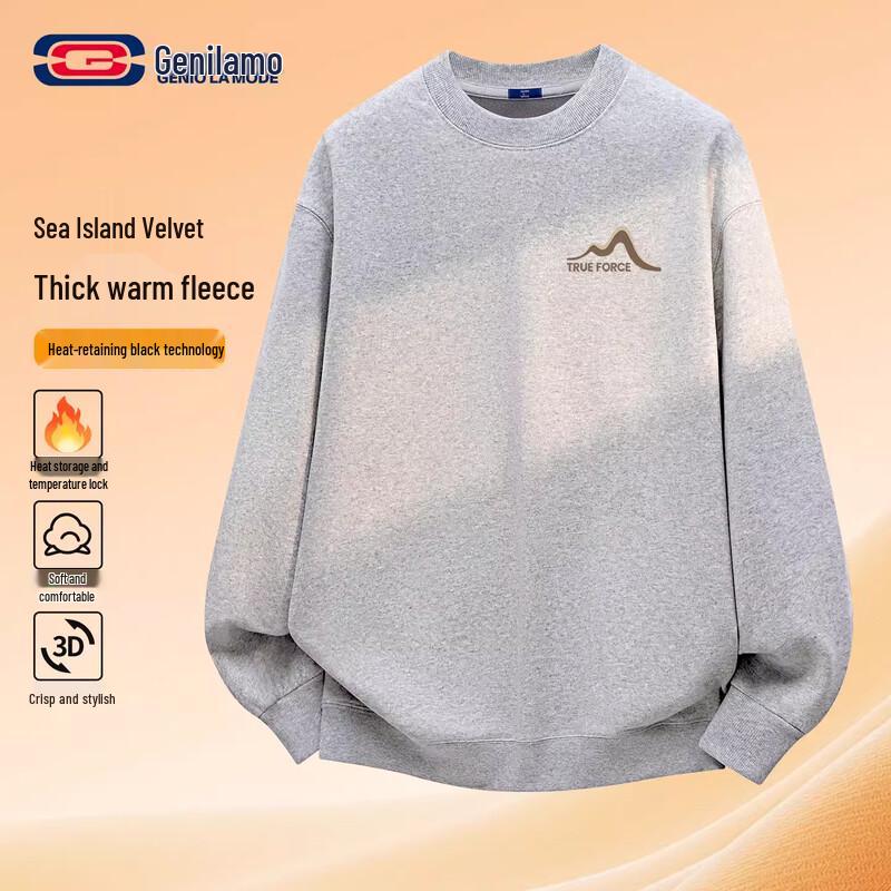

GENIOLAMODE Men s Fleece Lined Crew Neck Sweatshirt L