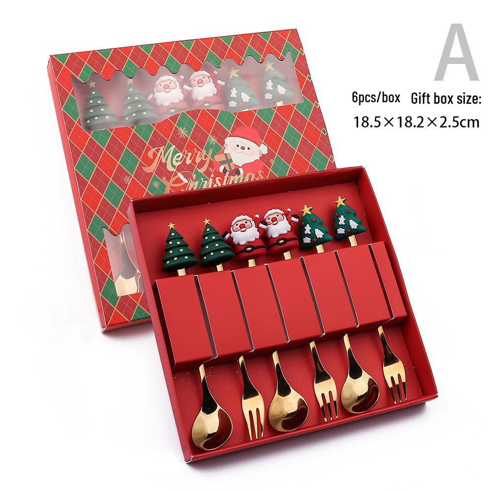 Creative Cartoon Stainless Steel Spoon & Fork Set: Coffee Stirrer, Fruit Fork, Christmas Gift