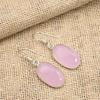 Roze Chalcedoon Edelsteen Handgemaakt 925 Sterling Zilver Oorbel Sieraden Voor Kerst