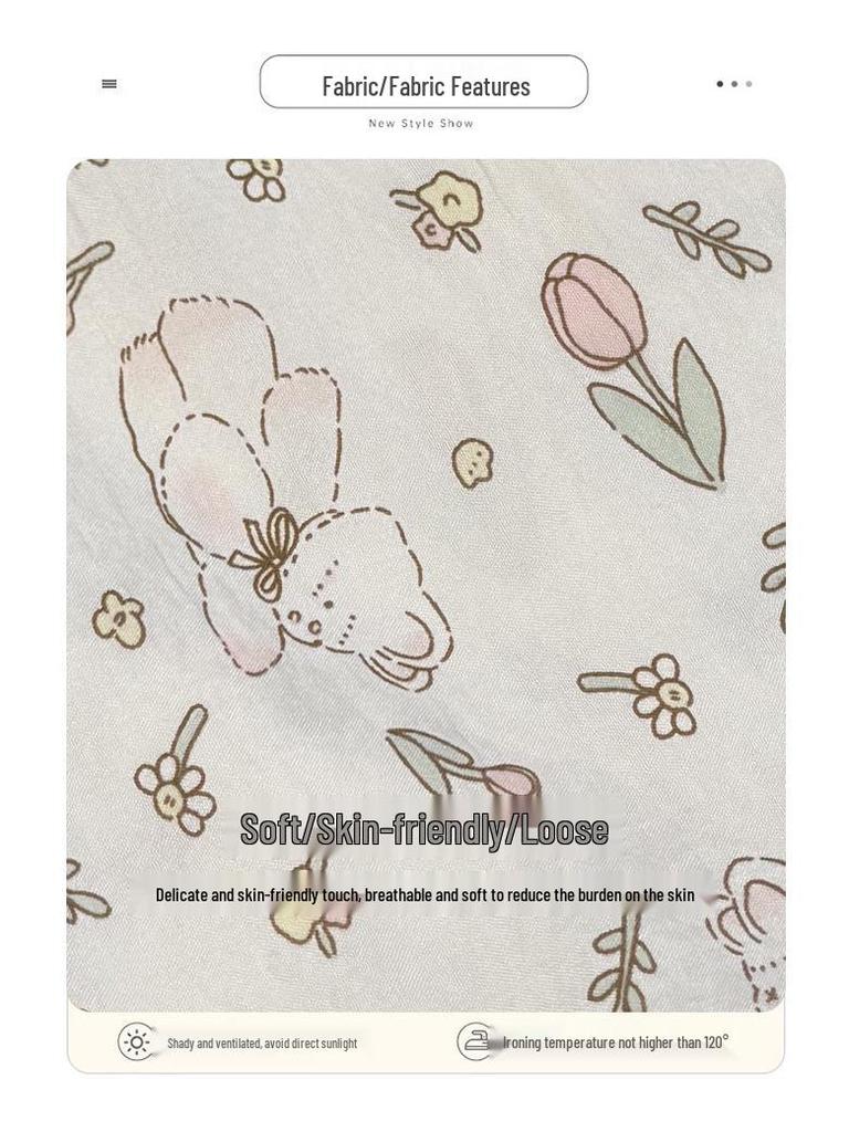 Damen Cartoon Pyjama-Set aus Wolkenbaumwolle mit Brustpolster - Langarm-Cardigan und Revers für Frühling und Herbst