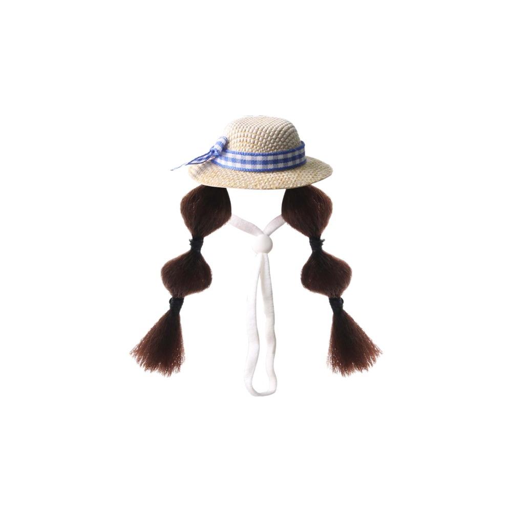 

Adjustable Parrot Sun Hat Funny Bird Wig Cap Golden Hamster Wig Double Braids Hat Sun Protection Brown Lantern