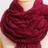 Women Pleated Scarf Thickened Weave Autumn Winter Scarf Solid Color Breathable Shawl Headscarf Outfit Accessories