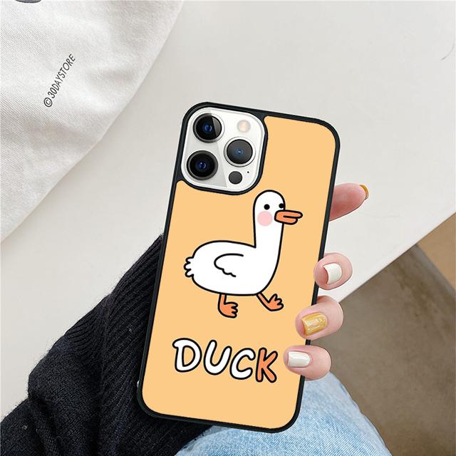 Custodia Divertente a Forma di Anatra Cartoon Per iPhone 17 Air 15 16 Cover 11 13 14 Pro Max 12 Plus Max Fundas