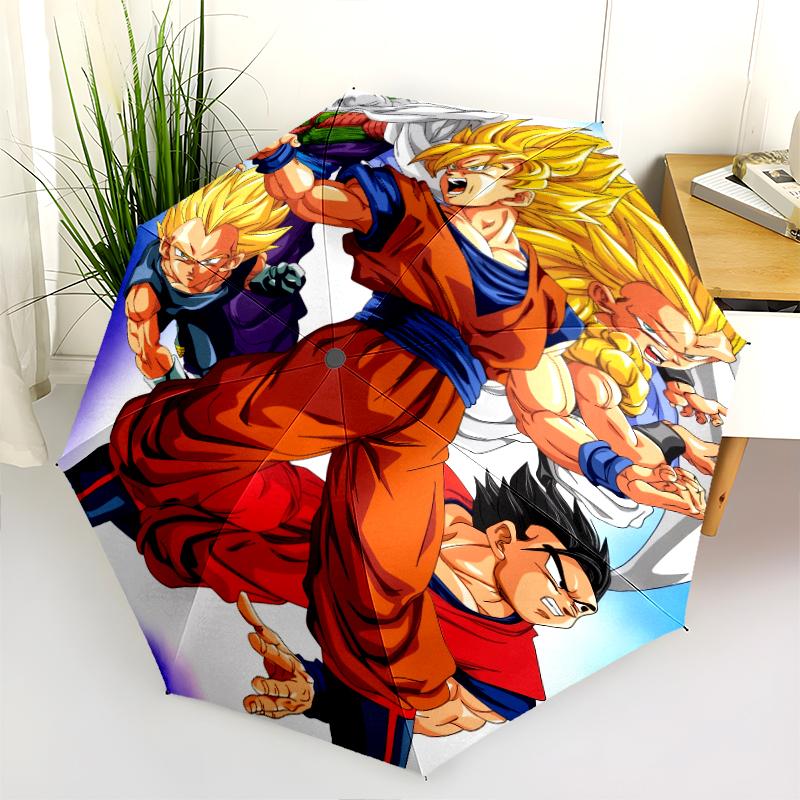 Vzor Goku Dragon Ball, automatický skládací deštník, přenosný a skládací design, 8 žeber, vánoční nebo narozeninový dárek.