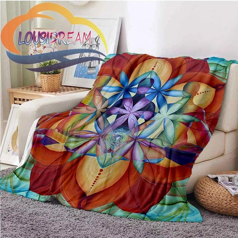 Flower of Life and Dature Stramonium Datura Flannel Warm Soft Fashion Blanket Plush Sofa Bed Throw for Picnic