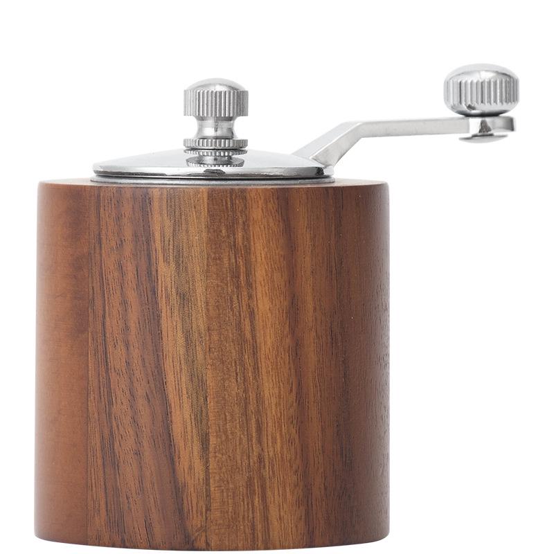 Portable Hand-Crank Coffee and Pepper Grinder with Adjustable Wood Grain Design