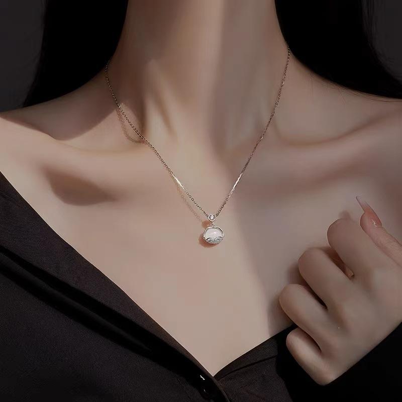 2025 New Luxury 925 Sterling Silver Ping An Lock Pendant Necklace for Women – Trendy Clavicle Chain Choker