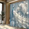 1pc Majestic Peacock Shower Curtain with Blue & Green Plumage, White Flowers, and Golden Accents - Elegant Realistic Style Polye