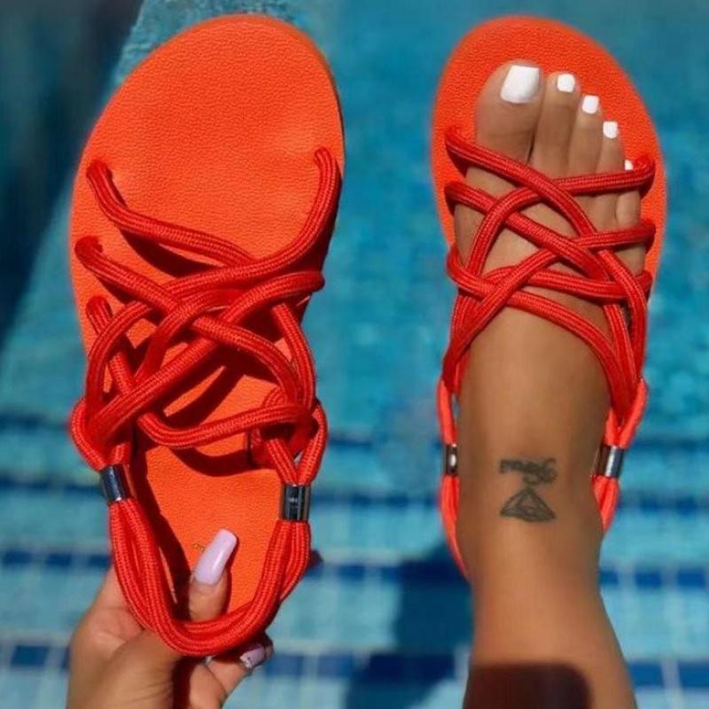 Sandály Dámské Boty Pletené lano Plážové boty s otevřenou špičkou Dámské plážové sandály Roman Gladiator Sandály Protiskluzové žabky