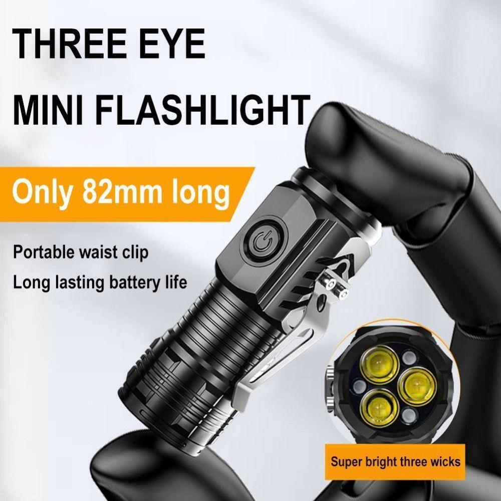 Three Eyed Mini Flashlight Rechargeable Led Flashlight New Thumb Flashlight