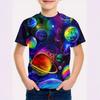 T-shirt Estiva Bambino Girocollo Manica Corta con Stampa Digitale 3D Serie Pianeti