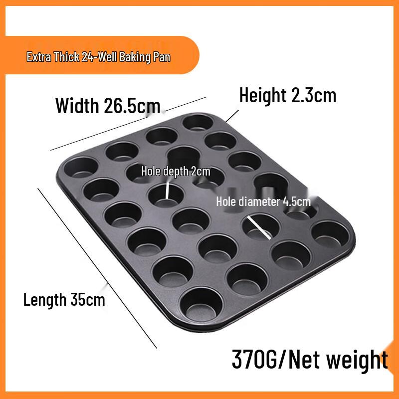 Wutuo 24-Cavity Mini Cake & Muffin Pan Set (2-Pack)