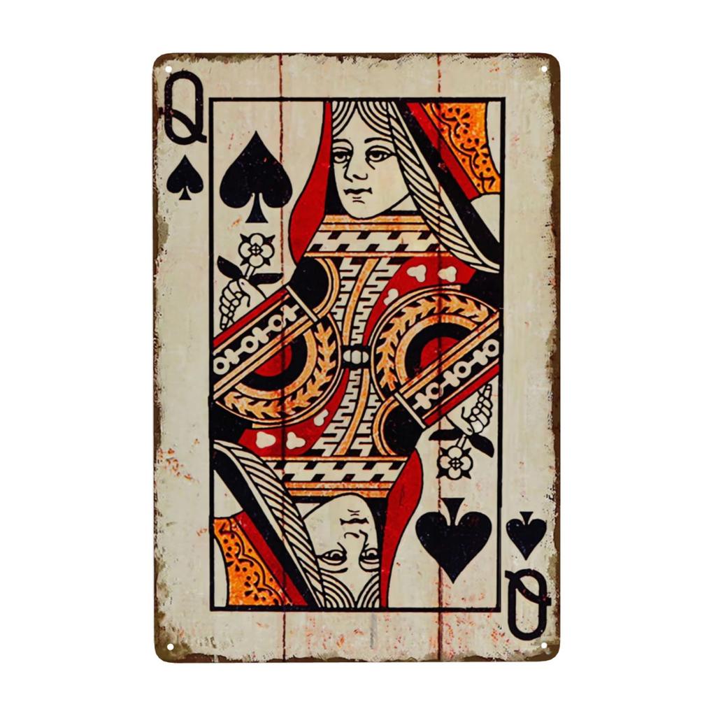 Vintage Poker Metal Sign Retro Joker Tin Sign King Jack Sign Wall Decoration for Home Cafe Pub Bar Shop 8x12 Inch