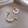 1 Pair Hoop Earrings Baroque Faux Pearls Decor Korean Style Design Earrings Jewelry Gift Fashion Accessories