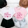 Tribu De La Novia Spanish Single Farewell Bachelorette Party T-shirts Short Sleeve O Neck Tops with Diamond Heart Arrow Graphic