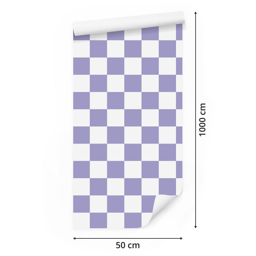 Checkerboard Wallpaper Blue, White and Light Gray 50x1000