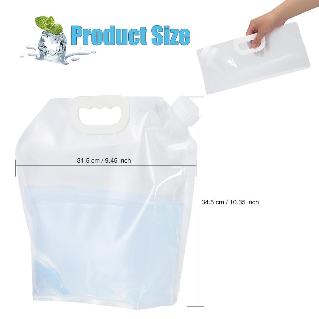 5L Portable Water Bag Reusable Foldable Emergency Water Canister With Lid + Handle For Camping Hiking Travel