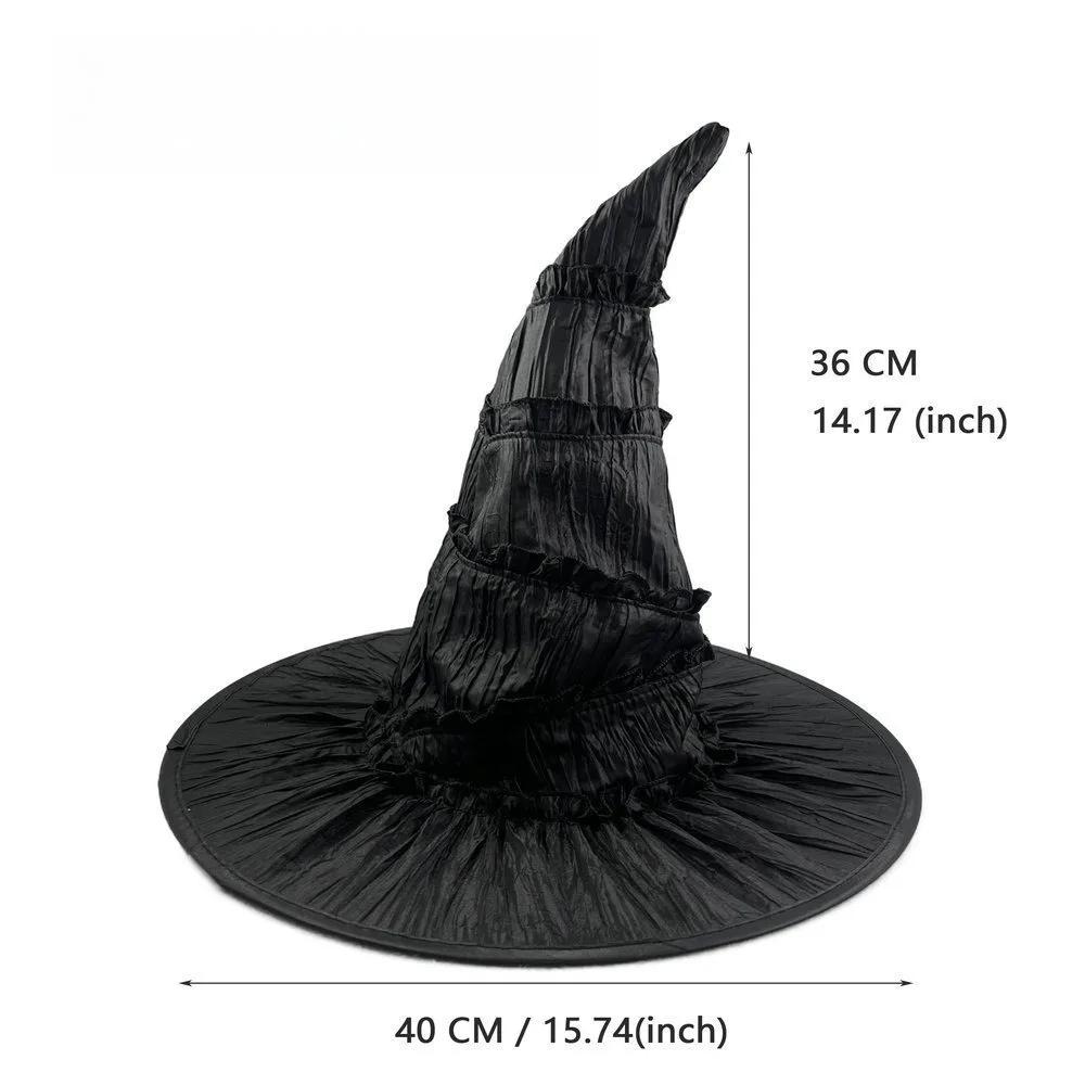 Black Ruched Wicked Witch Hat for Women Men Halloween Gloves Long Nails Ghost Claws Halloween Party Cosplay Costume Accessory