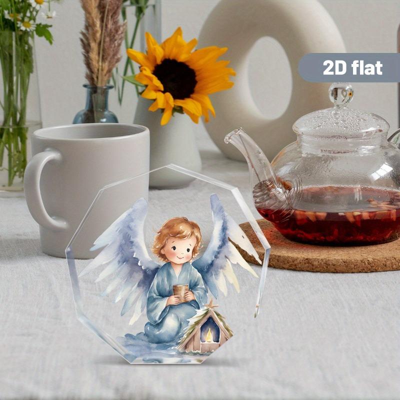 2D Flat Faith Gift Acrylic Angel Desktop Decoration, Suitable for wall decoration, porch, room, villa, accents Home, Hallway, or Workplace - Rustic Fa