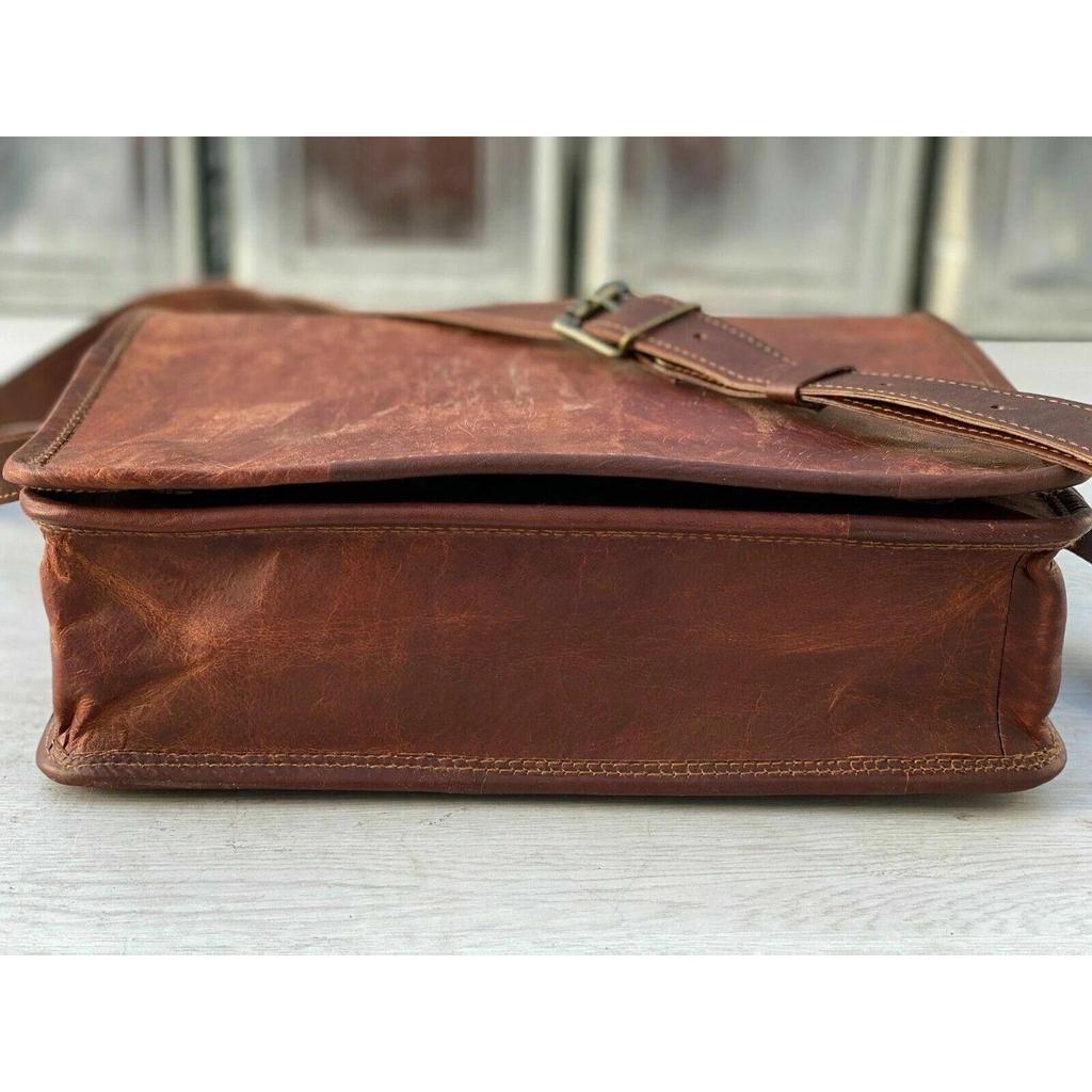 Vintage Leather Messenger Shoulder Laptop Bag Briefcase  Men